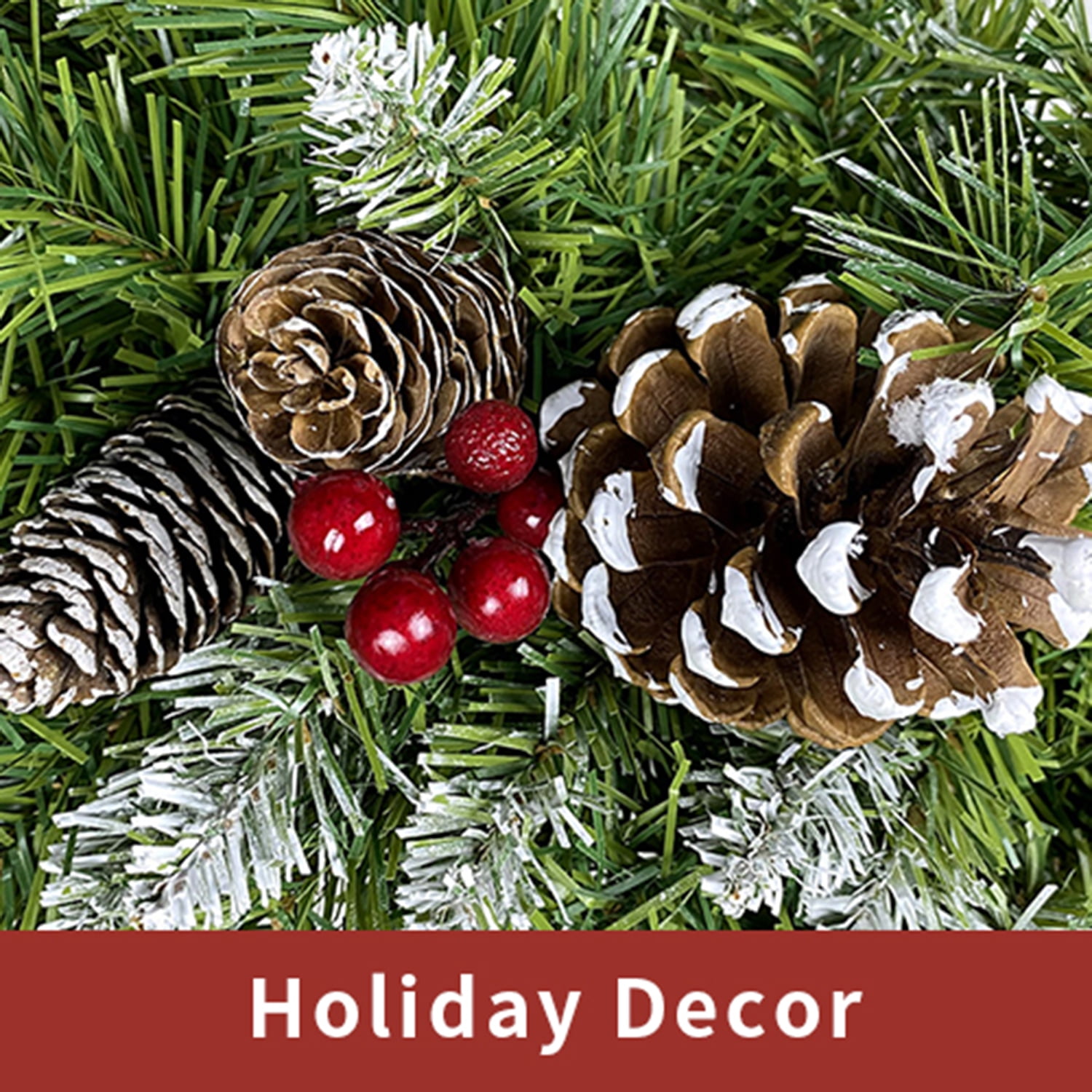 Kadyn 4-Piece Pre-lit Set Christmas Decorations, Christmas Fireplace Decorations, Front Porch Christmas Decorations, Artificial Christmas Garland, Wreath and Set of 2 4ft Christmas Tree, Green