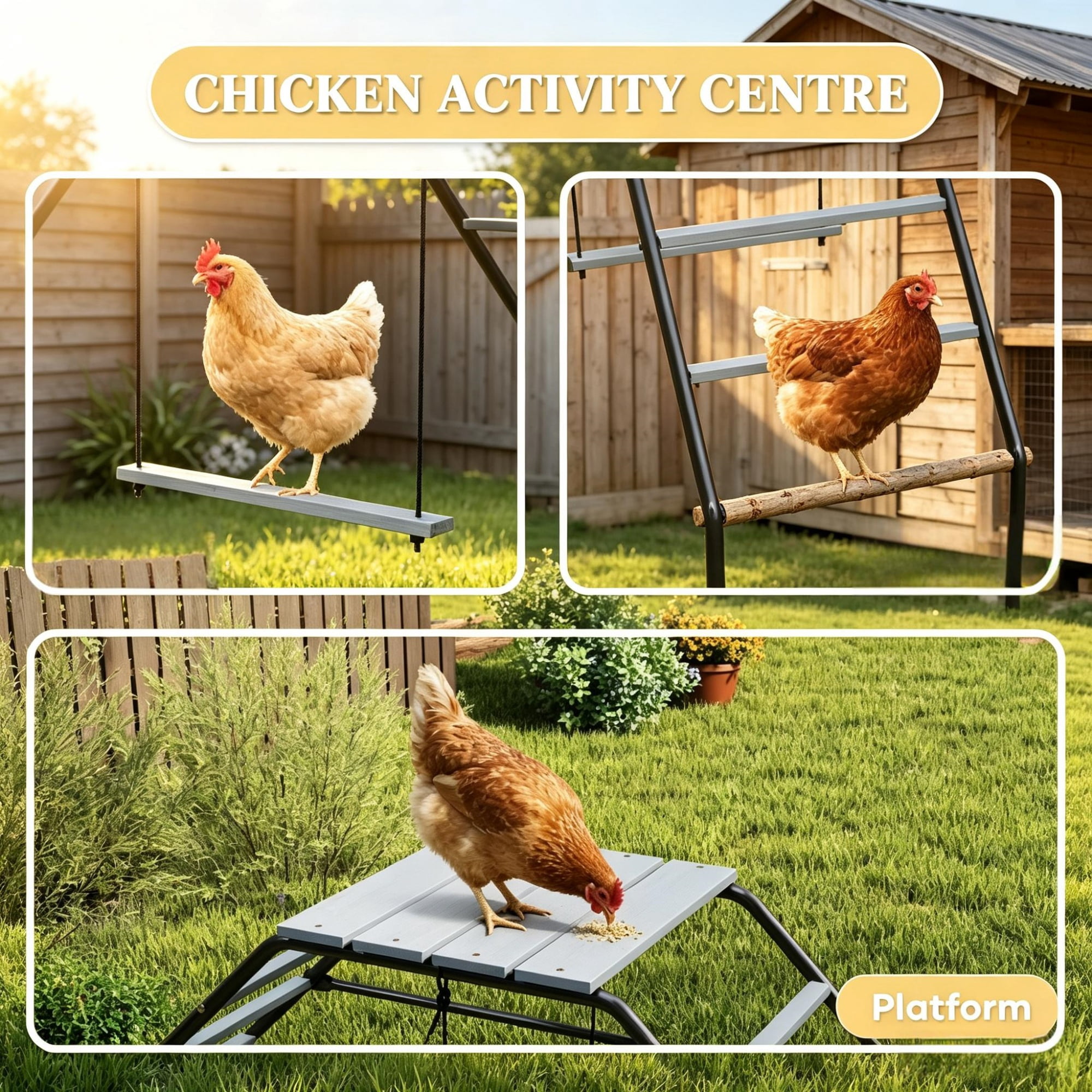 10 Pcs Chicken Coop Perches with Adjustable Swing, Roosting Bars for Backyard Brooder & Farm Coop