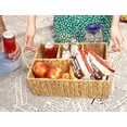 thumbnail image 3 of Wicker Divided Storage Basket Woven Natural Hyacinth Organizer for Bathroom Kitchen Office Shelves Everyday 4 Section Rectangular Tray, 3 of 8