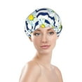 thumbnail image 3 of Disketp Daisy Striped Nautical Shower Caps,Reusable Shower Cap For Women, Double Layer Waterproof Hair Cap, Large Size For All Hair Lengths,For Girls Spa Home Salon Use, 3 of 9