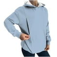 thumbnail image 3 of Women's Long Sleeve Hooded Zipper Jacket Sweatshirt Top Breastfeeding Nursing Solid Color Casual Loungewear Travel Essential Gift for Women | Sopatenor,Light Blue XL, 3 of 9