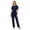 Navy, variant on Women's Short Sleeve Belted Jumpsuit, Round Neck Tie Waist Wide Leg One Piece Outfit, Casual Summer Jumpsuits for Daily Wear, Vacation & Beach(Navy/S)