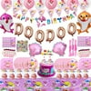 258 Pcs Baby Shark Party Supplies for 20 Guests, Party Decorations Include Happy Birthday Banner, Balloons, Cake Topper, Tableware, Foil balloon, Pennant, Gift bag