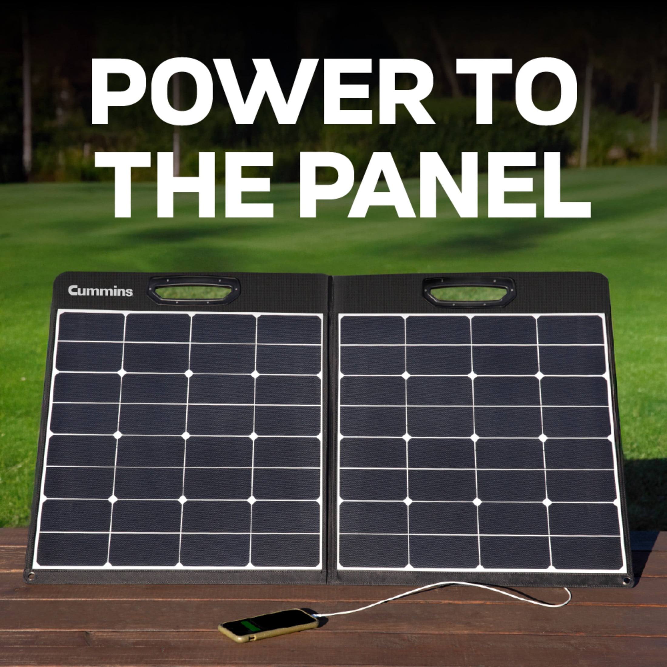 Cummins Portable 100W Solar Panel for Portable Power Stations, iPhone, iPad, Tablets, Laptop, with QC 3.0 USB and USB-C ports, DC Output, for Outdoors, Camping, RVs, and Travel
