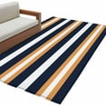 thumbnail image 6 of Orange Navy Blue Striped Area Rug 3x5 Washable Rug Non Slip Minimalist Farmhouse Lines Large Area Rug Indoor Floor Carpet for Entryway Bedroom Kitchen Living Room Home Office Dining Room Nursery, 6 of 8