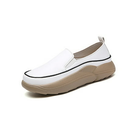

Avamo Ladies Casual Shoes Patchwork Loafers Slip On Flats Women Loafer Womens Comfort Vintage Walking Shoe White 7.5