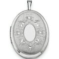 thumbnail image 3 of Sterling Silver Rh-Plated 26mm Floral Oval Locket Necklace (18 X 20.45) Made In Hong Kong qls265-18, 3 of 5