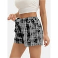 thumbnail image 3 of Womens Low Waisted Plaid Print Pajama Lounge Pants Elastic Cute Button Shorts, 3 of 6