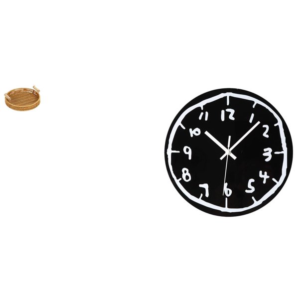 Cestas de almacenamiento,Cestas de almacenamiento de cocina tejidas con asas hechas a mano,Cestas de pan redondas Bandejas para servir Rectángulo,Reloj de pared,Reloj de pared silencioso y