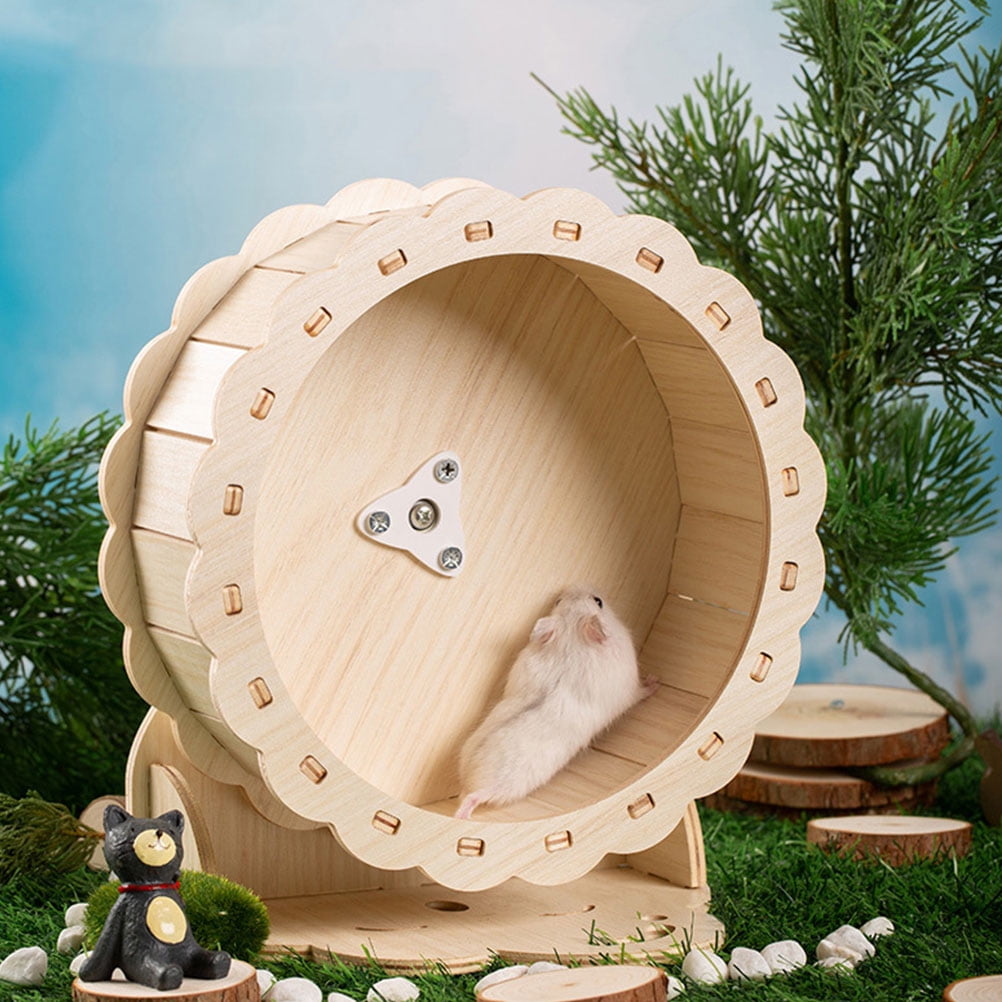 SWETRACE Quiet Wooden Hamster Wheel for Small Pets Exercise and Entertainment