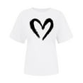 thumbnail image 2 of Pisexur Hauts pour Femmes T-Shirt Graphique de la Saint-Valentin - Col Rond Manches Courtes Imprimé Blanc,3TG, 2 of 5