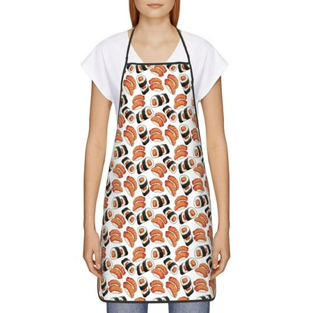 

Goofa Bib Apron Unisex Aprons Adjustable Waterdrop Resistant Cooking Kitchen Apron for Chef Sushi Roll Pattern Apron Bulk