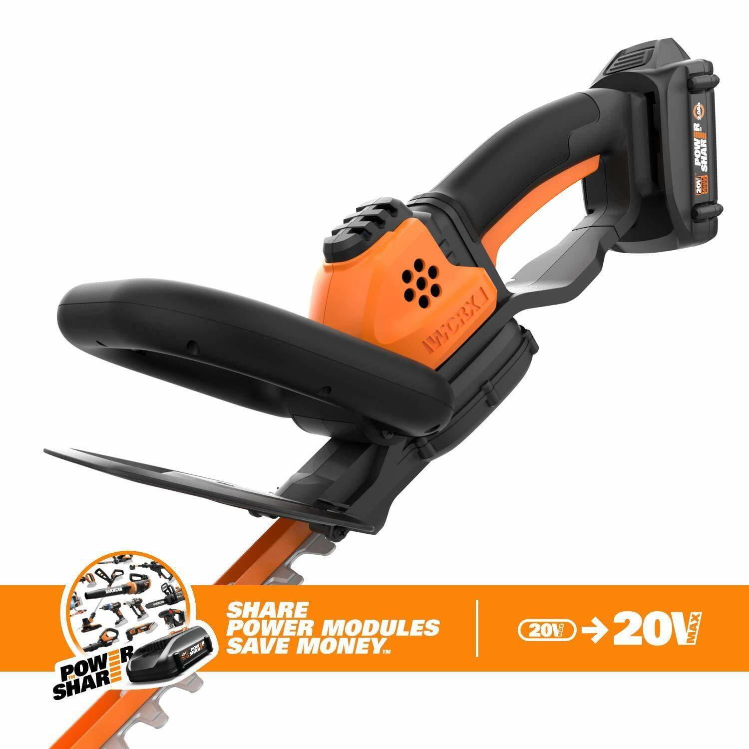 Worx WG261 20 Volt Power Share Cordless Battery 22 Inch Hedge