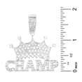 thumbnail image 3 of Hip Hop Fashion Iced Rapper King Crown CHAMP Bling Pendant 20" Silver Plated Rope Chain HC 1292 S (20" Rope Chain), 3 of 4