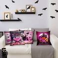 thumbnail image 3 of Halloween Pillow Covers, Halloween Decoration, Breast Cancer October Month, Pink Ribbon, Cute Boo and Pumpkin, Set of 4 Pillow Covers - 20x20 in (Pink), 3 of 4