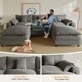 thumbnail image 3 of Ucloveria 116.5" U-Shaped Modular Sectional Couch With Ottoman, Cup Holders & Charging Ports - Chenille Cloud Couch, 5-Seat Deep Seat Sofa For Living Room, Apartment,Gray, 3 of 8