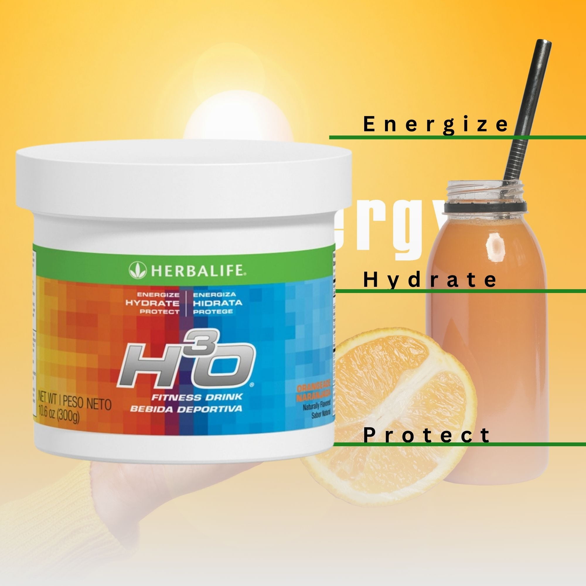 Herbalife H³O Fitness Drink, Orangeade, 10.6 Oz