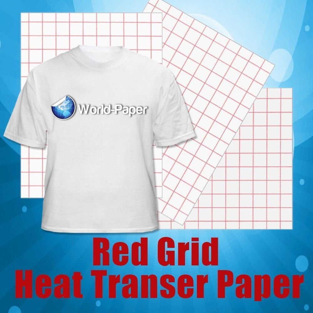 HEAT TRANSFER PAPER RED GRID IRON ON LIGHT T SHIRT INKJET PAPER 100 PK 8.5"X11 