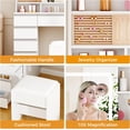 thumbnail image 4 of 43-Inch Large White Vanity Desk with Sliding Mirror, LED Lights, 11 Drawers, 6 Shelves, and Stool, Makeup Table with Power Outlet, 4 of 9