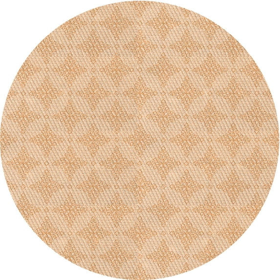 Ahgly Company Indoor Round Patterned Deep Peach Orange Area Rugs, 3' Round
