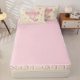 thumbnail image 4 of Erosebridal Sweet Wavy Pattern Zipper Queen Comforter Set with Fitted Sheet and 2 Pillowcases,Axolotl Animal Print Zipper Bedding Set,Pink Pale Yellow,Pink Reversible, 4 of 6