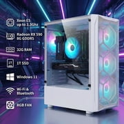 STGAubron Gaming Desktop PC, Intel Xeon E5 up to 3.3G, 32G RAM, 1T SSD, Radeon RX 590 8G, WiFi, BT 5.0, RGB Fan x 4, Win 11 Home