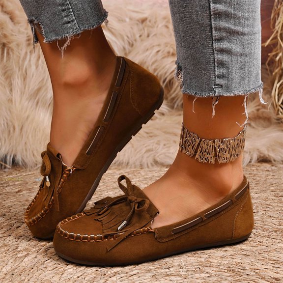 Willtoo Women Comfortable Work Laofers with Knot Summer Spring Fall Casual Flats Shoes