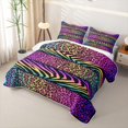 thumbnail image 3 of Erosebridal Cheetah Print Bed Spread Queen for Girls, Pink Purple Queen Coverlet Set, 3 Pieces, 3 of 7