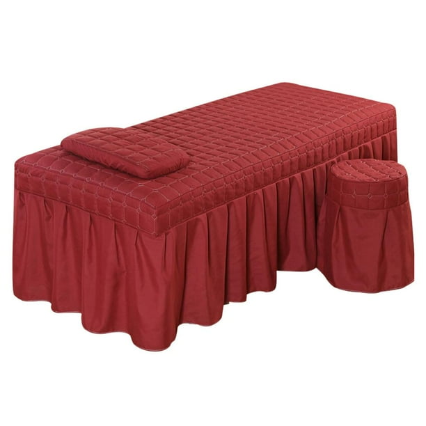 Ropa de Cama Zulema Con Funda de Almohada y Funda para Taburete 185x70cm Hoja de Cenefa de Mesa de Masaje