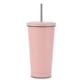 thumbnail image 1 of Toystoory Taza de café con pajita de acero inoxidable, doble capa de vacío, taza de 500ml con aislamiento térmico, taza antifugas, taza con aislamiento Mostrada Rosa Toystoory HA007937-05B, 1 of 6
