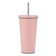 thumbnail image 1 of Advancent Taza de café con pajita de acero inoxidable, doble capa de vacío, taza de 500ml con aislamiento térmico, taza antifugas, taza con aislamiento Mostrada Rosa Advancent HA007937-05B, 1 of 6