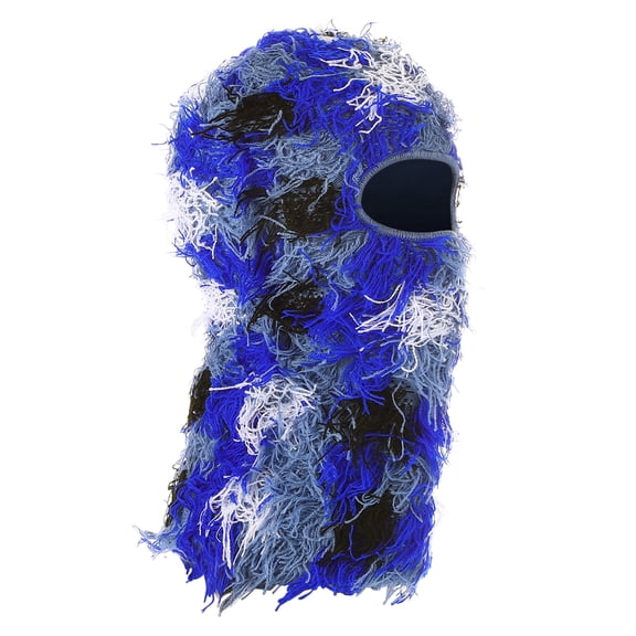 Uxcell Distressed Balaclava Ski Mask Camo Knitted Full Face Cover Dazzling Blue
