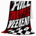 thumbnail image 2 of Throttle Weekend Quote with Tachometer and Checkered Flag, Motorsport Graphic Art for Racing Fans, Red Speed Gauge Motif Cozy Flannel Blanket, Birthday Gift for Garage and Game Room Home Decor, 2 of 9