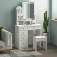 thumbnail image 6 of KULAGAGA Vanity Table Set with Light Mirror, Makeup Table with 3 Storage Shelves & 5 Drawers, Dressing Vanity Tables with , Dresser Desk for Girls, Women, White, 6 of 9