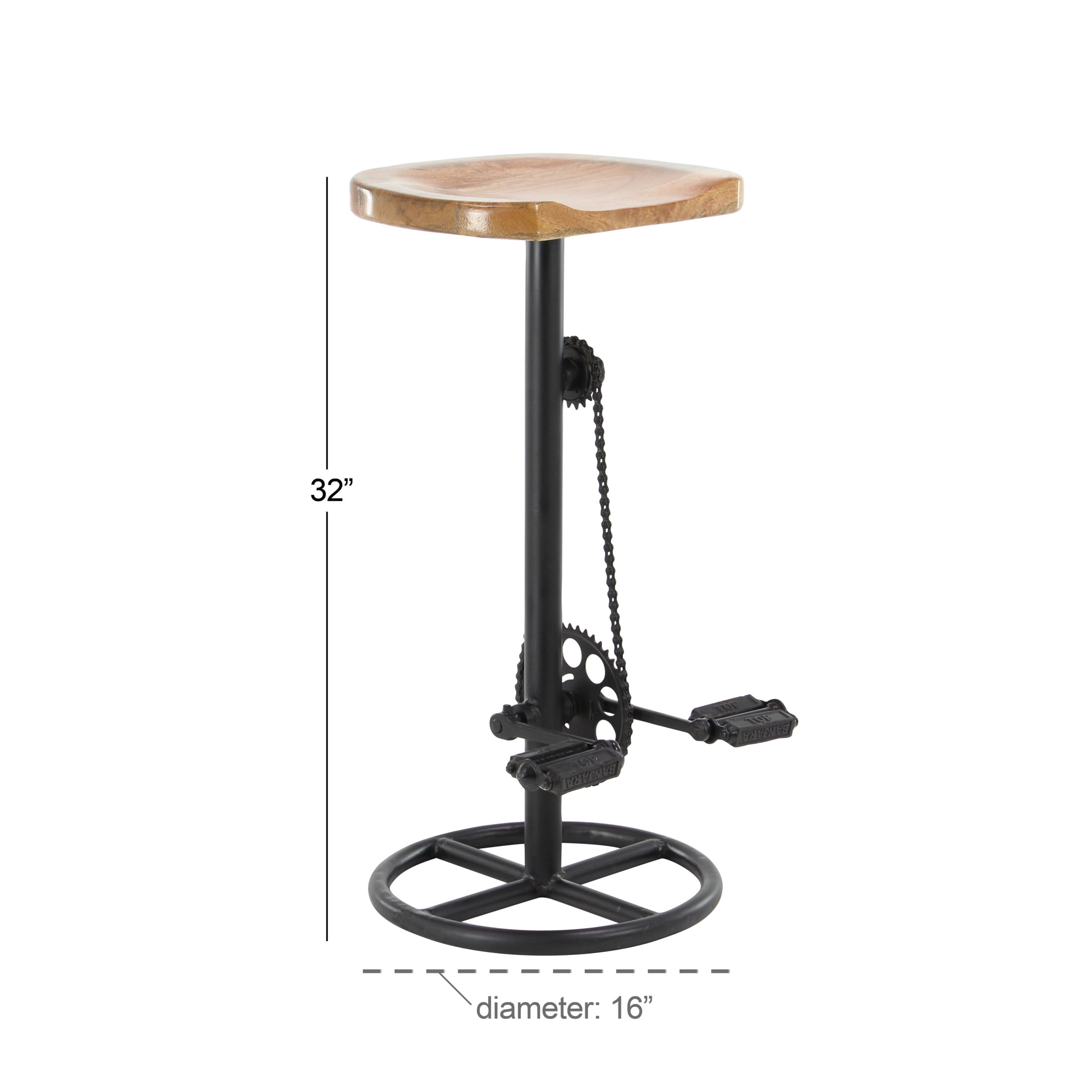 DecMode Metal Bike Bar Stool with Pedals, Brown