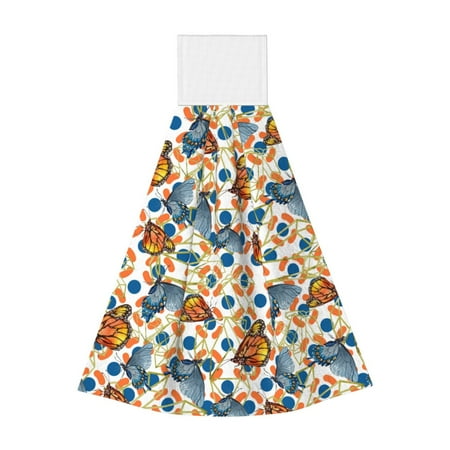 

Zeuib Butterflies Wild Insect Print Coral Velvet Hand Wipes Hanging Hand Towels Set with Hook & Loop Absorbent Towel for Bathroom Home