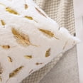 thumbnail image 3 of Soft Plush Faux Fur with Gold Stamping Feathers Pillowcase Square Cushion Covers for Living Room Bedroom, 3 of 6