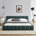 thumbnail image 5 of Noble House Upholstered Queen Bed Frame, Thick Chenille Fabric Platform Bed with Headboard and Sturdy Solid Construction, No Box Spring Required,Blue+Green, 5 of 7