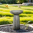 thumbnail image 3 of 24.4" Tall Outdoor Concrete Bird Bath – Stone-Look Pedestal Birdbath for Garden, Lawn, Yard, and Backyard Décor, 3 of 9