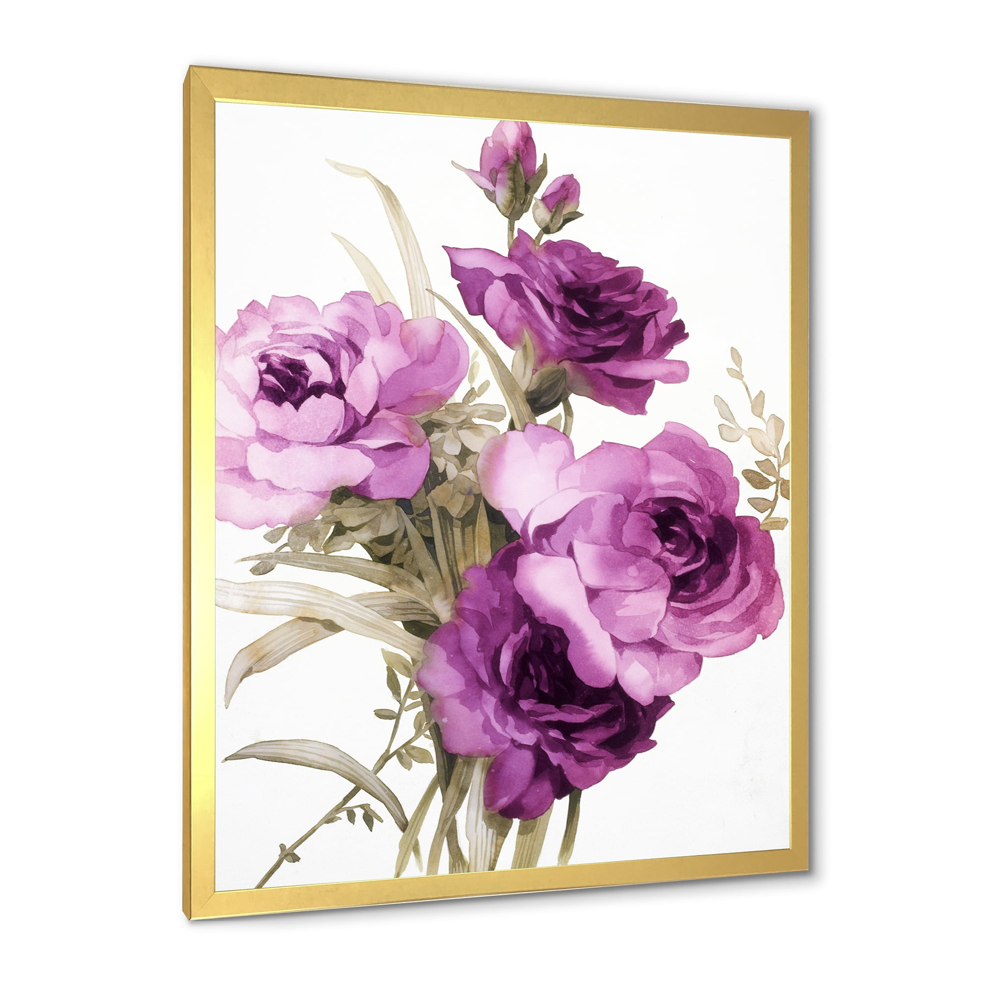 Designart 'Bouquet of Dark Pink Roses' Traditional Framed Art Print