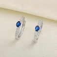 thumbnail image 2 of Cindy Jewels 2 Ct Oval Cut Blue Sapphire Clip On Hoop & Huggie Earring's 14K White Gold Plated 925 Sterling Silver For Women's, 2 of 3