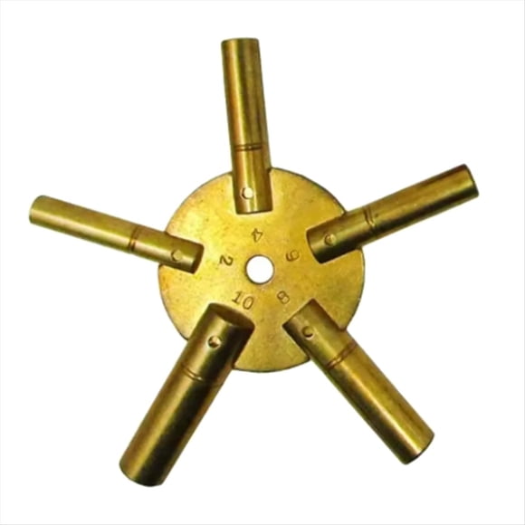 Llave de Cuerda de Latón de 5 Puntas para Relojes Mecánicos de Pie, de Pared y Antiguos.