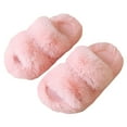 thumbnail image 3 of Hessimy Girl'S Fuzzy Fluffy Slippers Open Toe Cross Band Soft Plush House Slippers Kids Slippers Cow Slippers Toddler Slippers Girl Warm Cool Indoor Shoes For Winter (Pink,26), 3 of 6