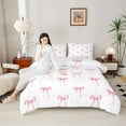 thumbnail image 4 of Castle Fairy Pink Ribbon Bow-Tie Twin Comforter Sets,Dreamy Bowknot Bedding Set, 4 of 8