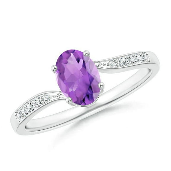 Solitaire 1 Ctw Oval Amethyst 925 Sterling Silver Women Love Engagement Ring Jewelry