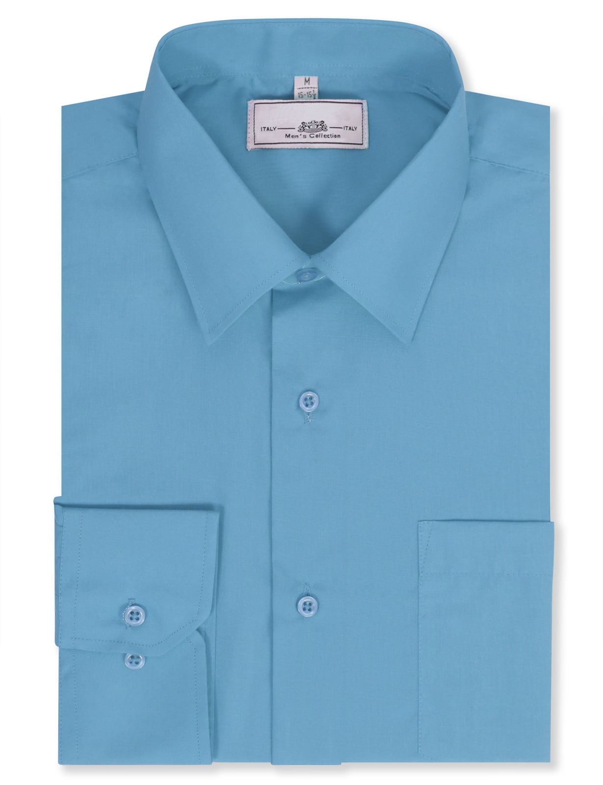 Allsense Men's Long Sleeve Classic Fit Solid Dress Shirt Light Blue