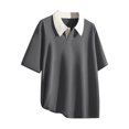 thumbnail image 6 of hoksml Men Plus Size T Shirt Top Big And Tall Polo Shirts Solid Color Collared Colour Blocking Collar Athletic Short Sleeve Casual Loose Tee Shirts, 6 of 6
