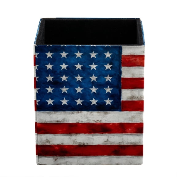 ERJLKXP Small Pen & Pencil Holder for Desk Organization,Vintage Usa Flag Desktop Stationery Storage for Office Supplies and Makeup Brush Organizer