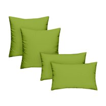 RSH Decor: Set of 4 Throw Pillows | 20" x 12" Lumbar & 17" Square | All-Weather Fabric | Kiwi Green