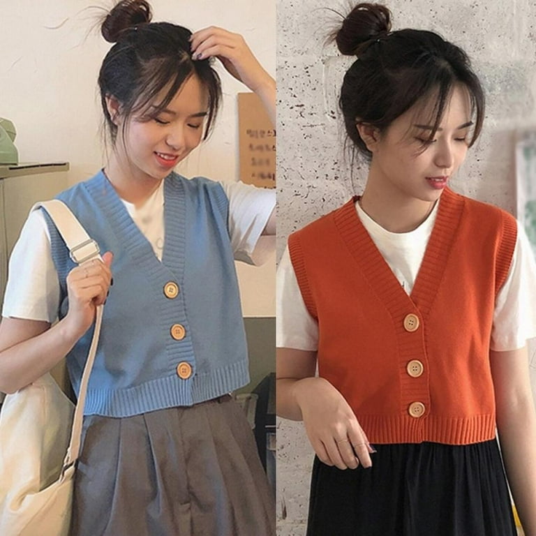 Fashion Solid V-Neck Stitching Bandage Single-breasted Sweater Fashion Solid V-Neck Stitching Bandage Single-breasted Sweater